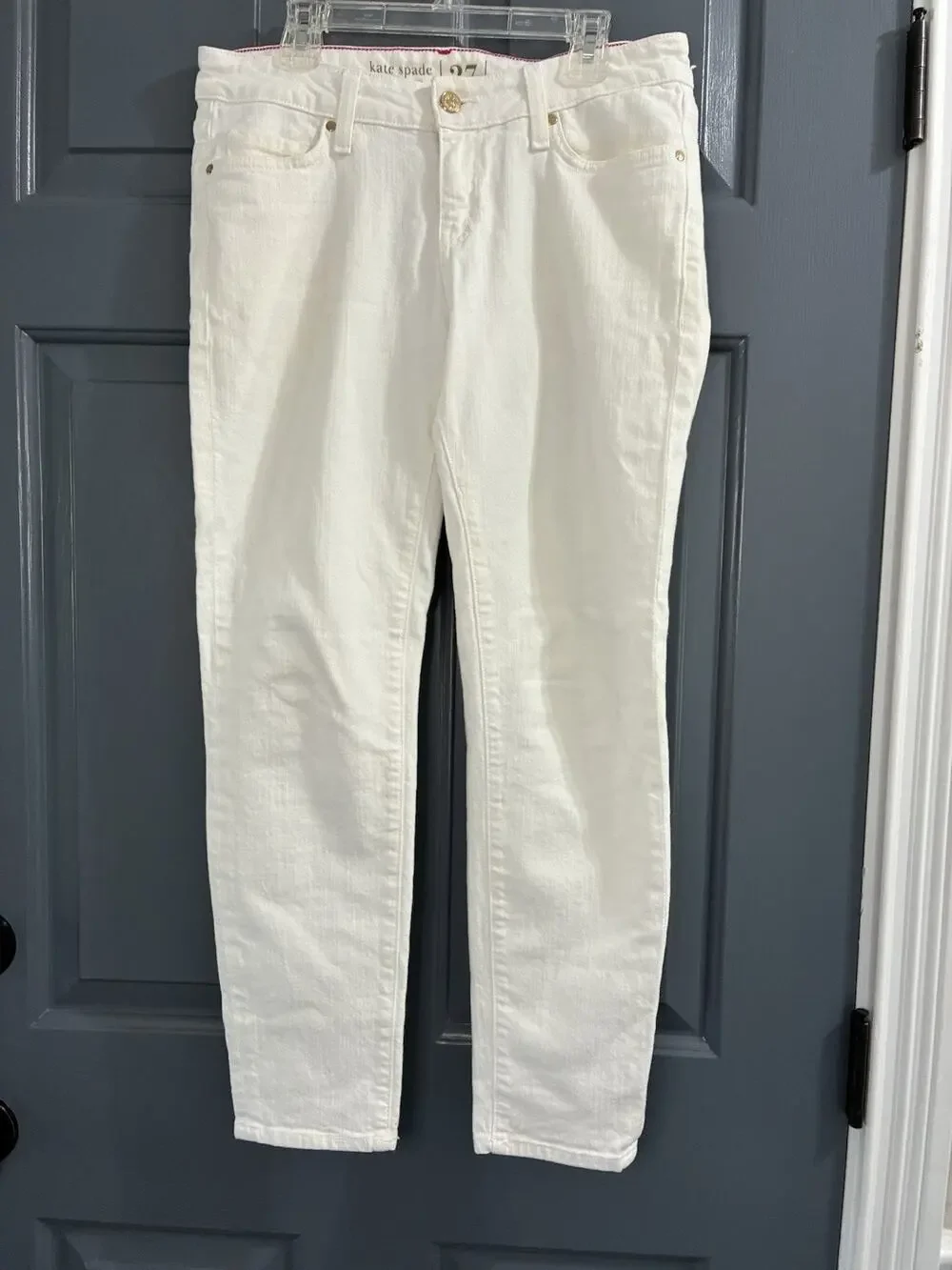 Kate Spade Play Hooky Broome Street White Stretch Denim Pants Sz 27